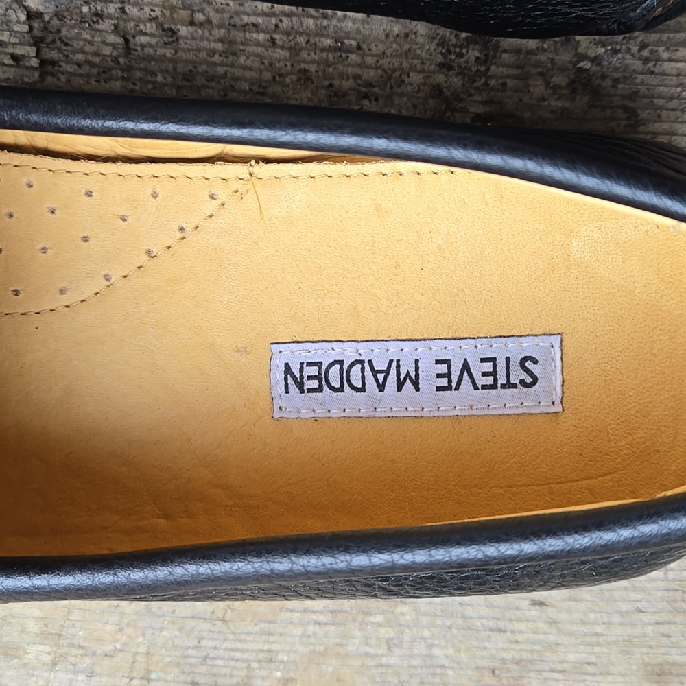 STEVE MADDEN. Mens Black and Brown Leather Loafers. Size 10.5D. NWOT. - Picture 4 of 13